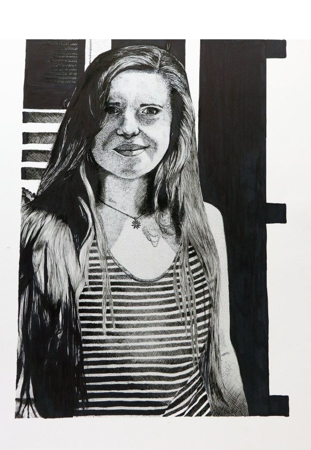 A self portrait, micron pen on Bristol