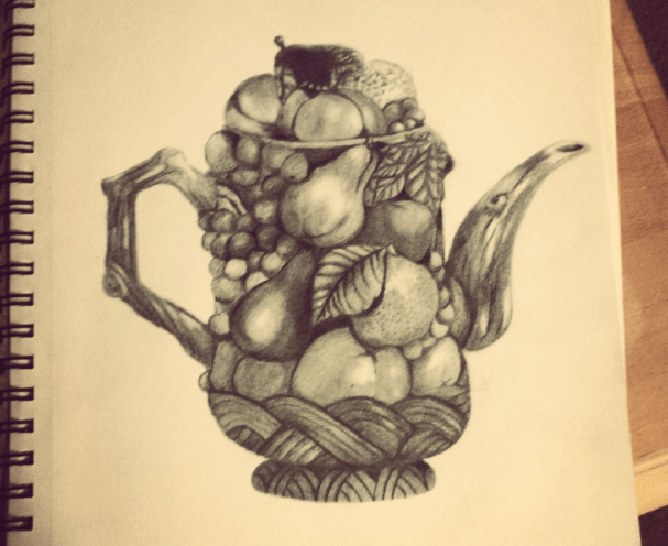 a sketch of a teapot