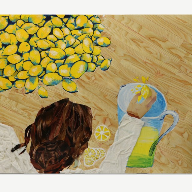 A collage of a girl making lemons into lemonade
